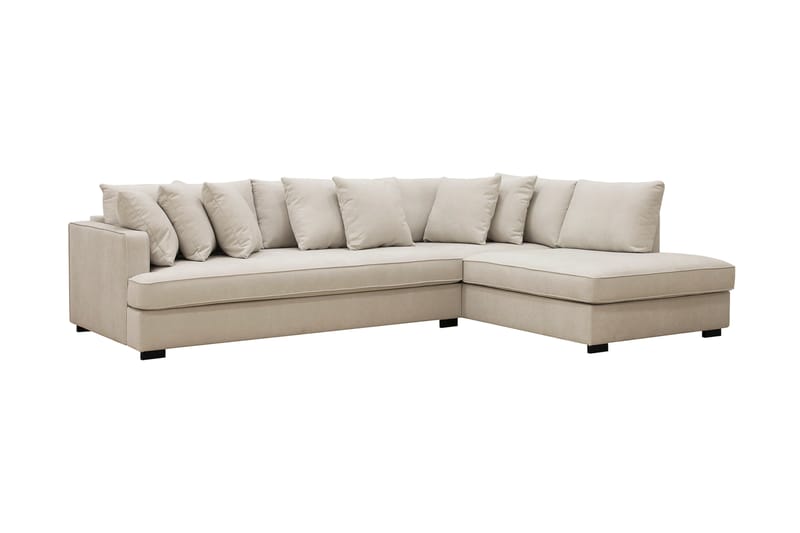 Rossita 4-seters Hjørnesofa hel pute i Stoff Høyre - Beige - Møbler - Sofaer - Sofa med sjeselong