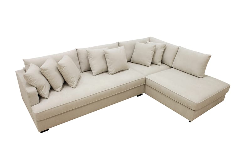 Rossita 4-seters Hjørnesofa hel pute i Stoff Høyre - Beige - Møbler - Sofaer - Sofa med sjeselong