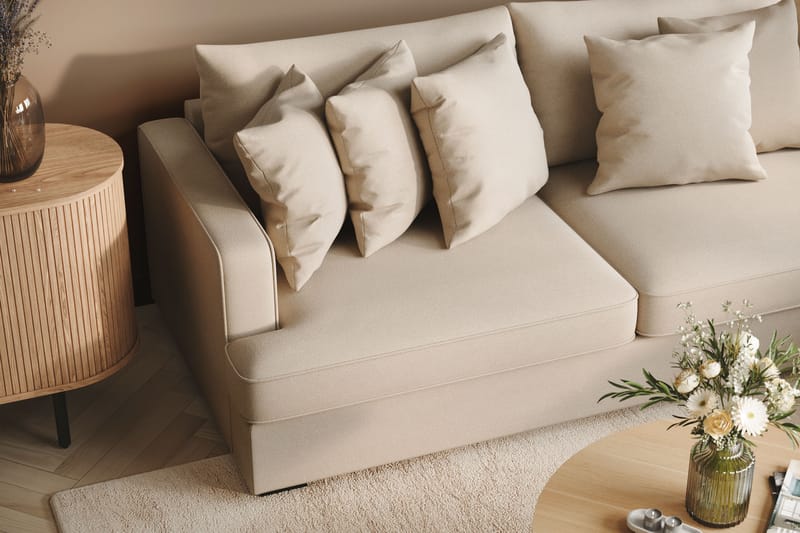 Rossita Dybde 3-seter Bouclé L Sofa med Sjeselong Høyre - Lys Beige - Møbler - Sofaer - Sofa med sjeselong