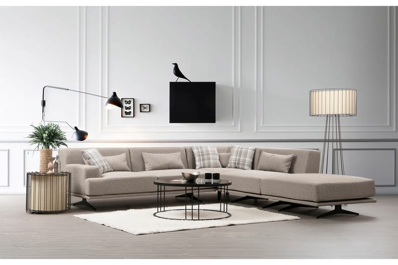 Sanroman Divansofa - Beige - Møbler - Sofaer - Sofa med sjeselong