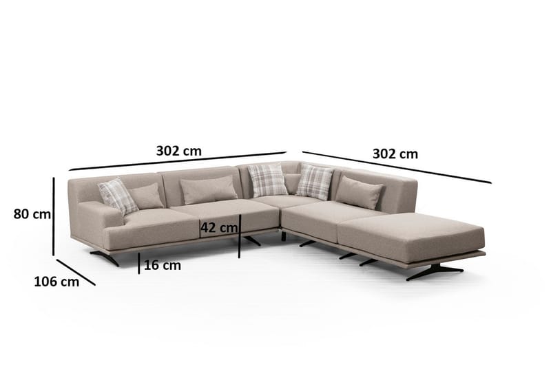 Sanroman Divansofa - Beige - Møbler - Sofaer - Sofa med sjeselong