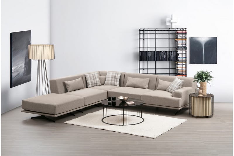 Sanroman Divansofa - Beige - Sofa med sjeselong