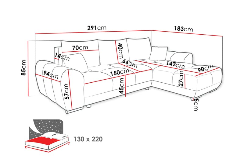 Simerly Sofa med Divan 3-seter - Beige - Møbler - Sofaer - Sofa med sjeselong