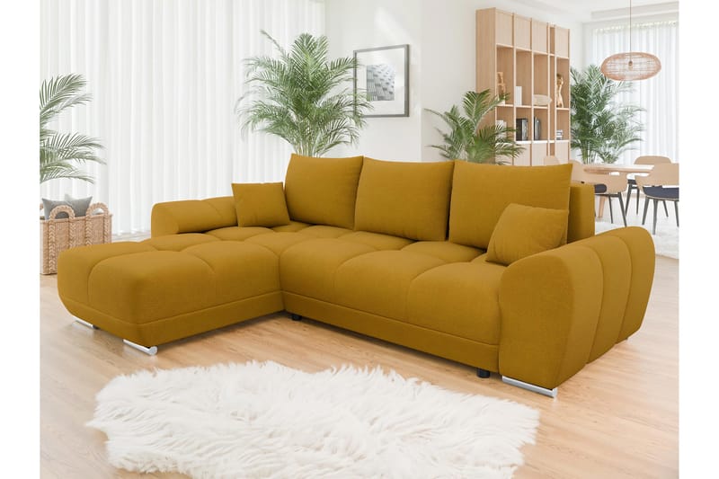 Simerly Sofa med Divan 3-seter - Gul - Møbler - Sofaer - Sofa med sjeselong