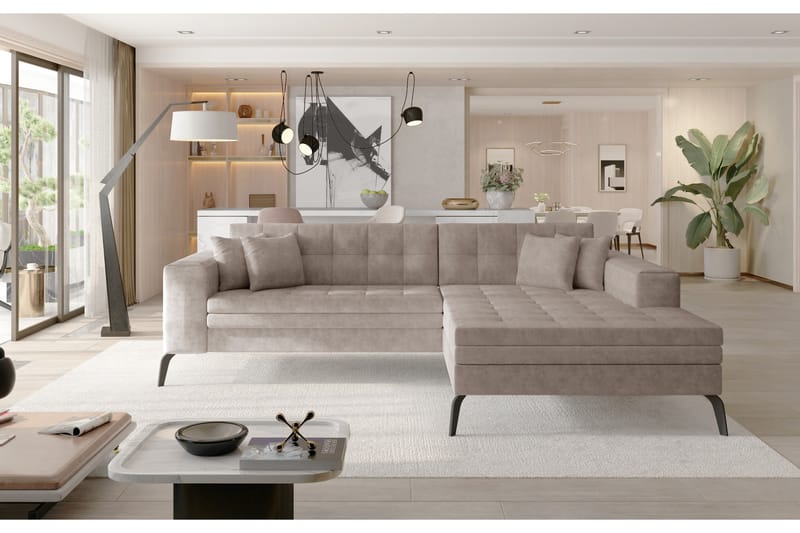 Solangis Divansofa Høyre - Beige - Møbler - Sofaer - Sofa med sjeselong