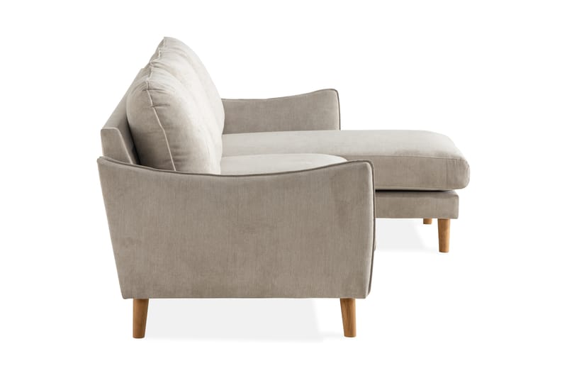 Trend Lyx 3-seter Divansofa Høyre - Beige/Eik - Møbler - Sofaer - Sofa med sjeselong