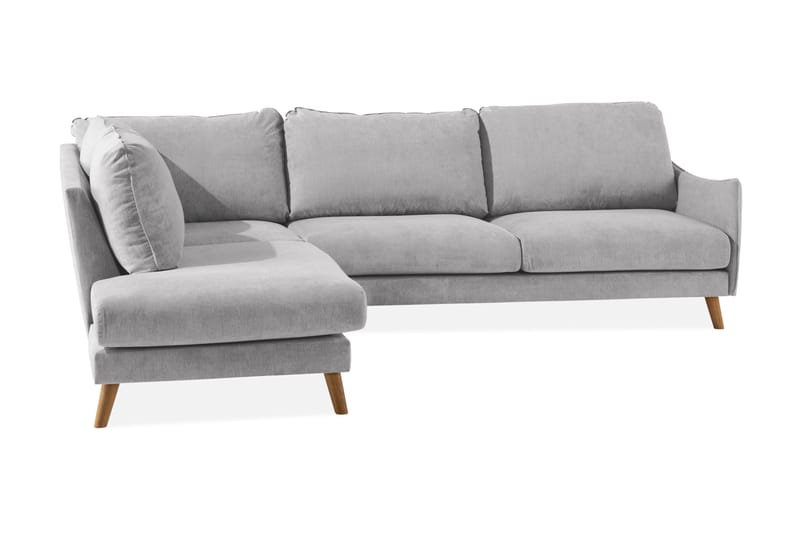 Trend Lyx 3-seter Divansofa Venstre - Lysegrå/Eik - Sofa med sjeselong - 4 seters sofa med divan