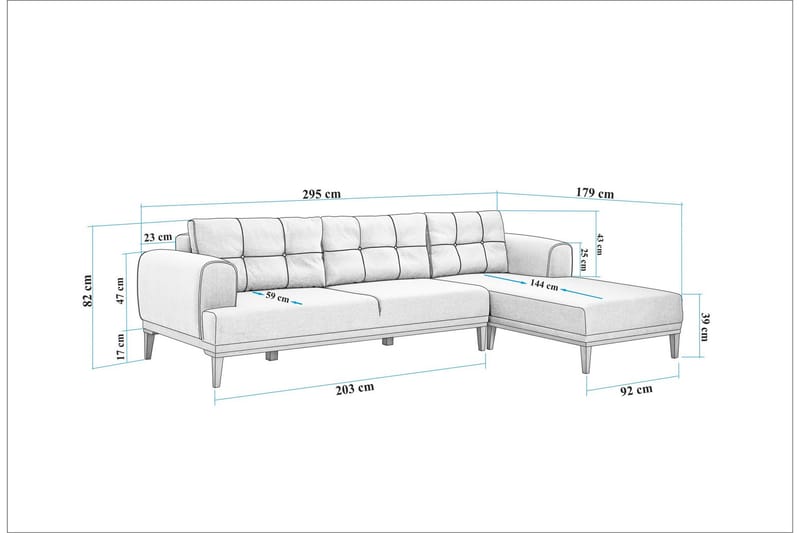 Valsot 4-seters Sofa med Divan - Mørkeblå - Møbler - Sofaer - Sofa med sjeselong