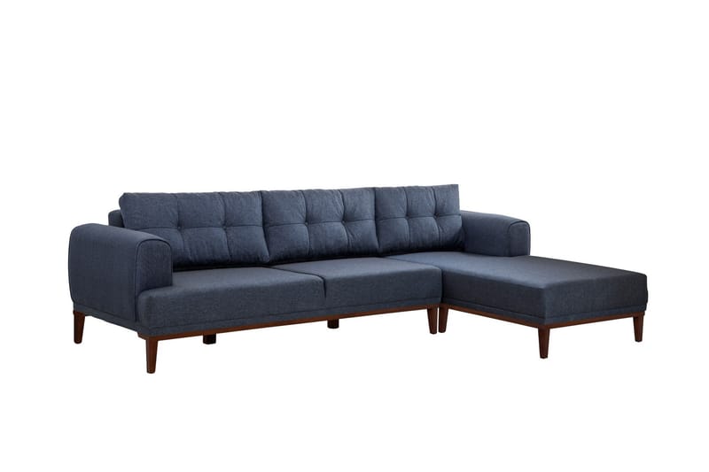 Valsot 4-seters Sofa med Divan - Mørkeblå - Møbler - Sofaer - Sofa med sjeselong