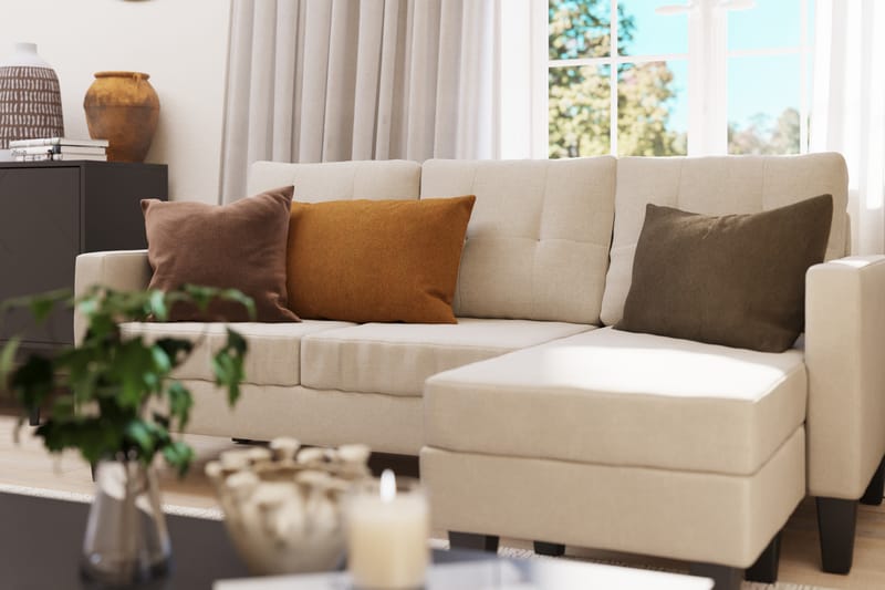 Vislanda 3-seters Sofa med Sjeselong - Beige - Møbler - Sofaer - Sofa med sjeselong