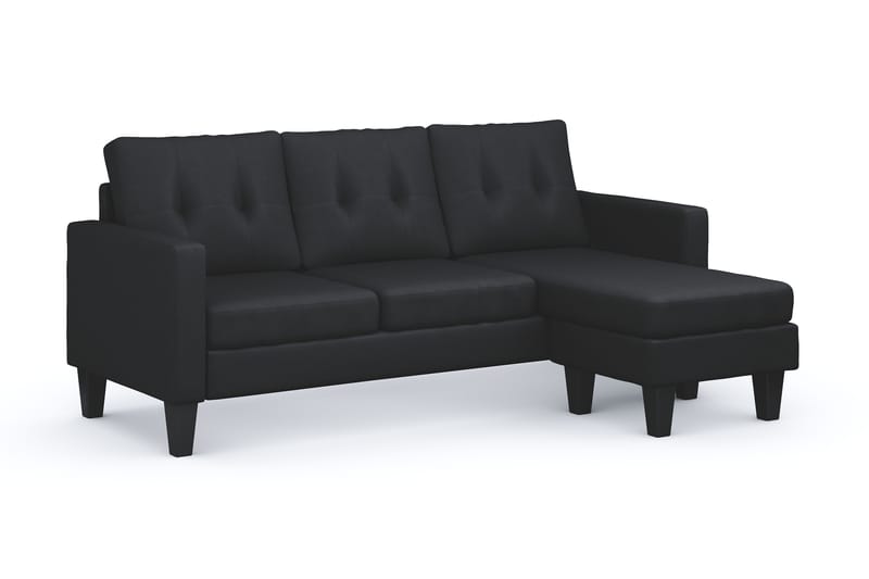 Vislanda 3-seters Sofa med Sjeselong - Svart - Møbler - Sofaer - Sofa med sjeselong