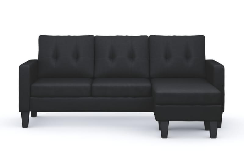 Vislanda 3-seters Sofa med Sjeselong - Svart - Møbler - Sofaer - Sofa med sjeselong