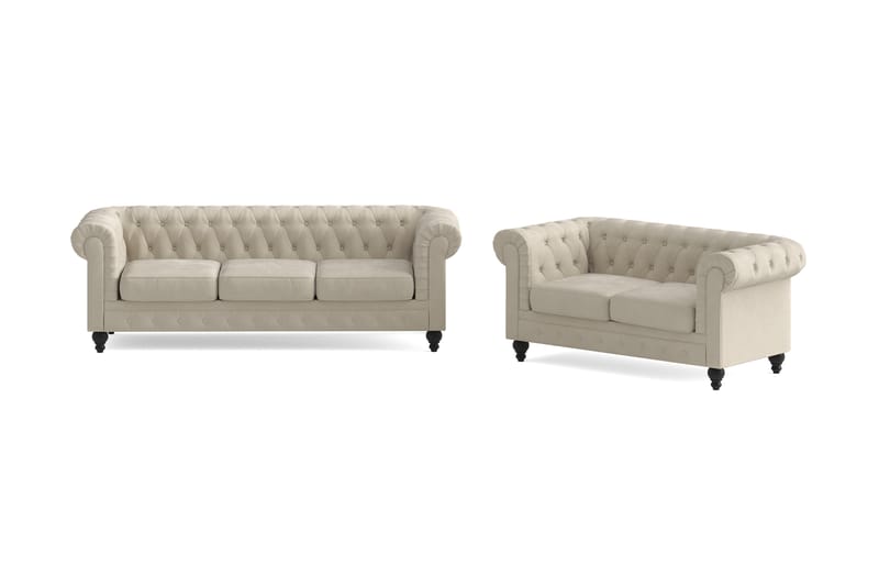 Chesterfield Lyx Sofagruppe 3-seter+2-seter - Beige - Møbler - Sofaer - Sofagrupper - Chesterfield sofagruppe