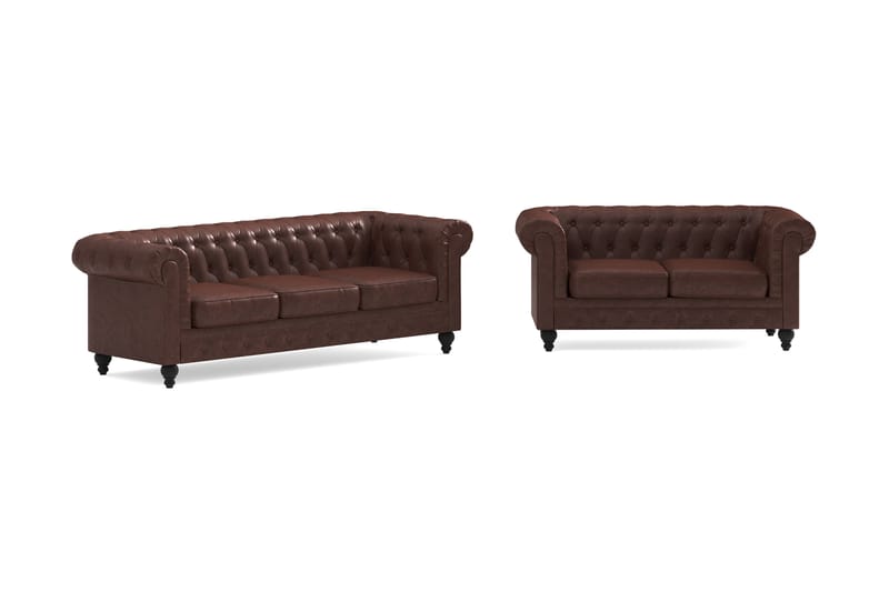 Chesterfield Lyx Sofagruppe 3-seter+2-seter - Brun - Møbler - Sofaer - Sofagrupper - Chesterfield sofagruppe