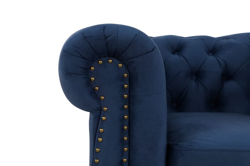 Chesterfield Deluxe Sofagruppe 3-seter+2-seter Fløyel - Petrolblå - Møbler - Sofaer - Sofagrupper - Chesterfield sofagruppe