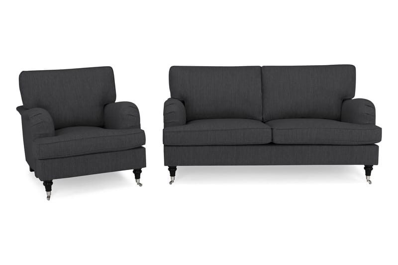 Howard Classic Sofagruppe 3-seter+Lenestol - Antrasitt - Møbler - Sofaer - Sofagrupper - Chesterfield sofagruppe