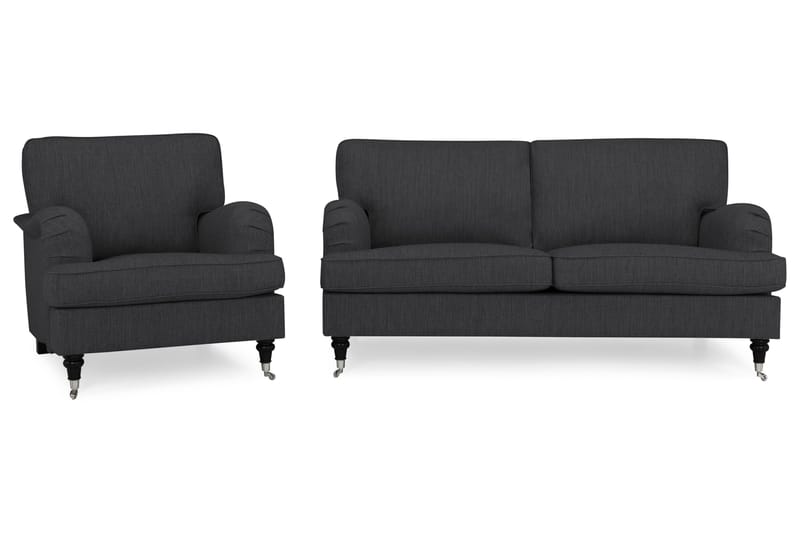 Howard Classic Sofagruppe 3-seter+Lenestol - Antrasitt - Møbler - Sofaer - Sofagrupper - Chesterfield sofagruppe