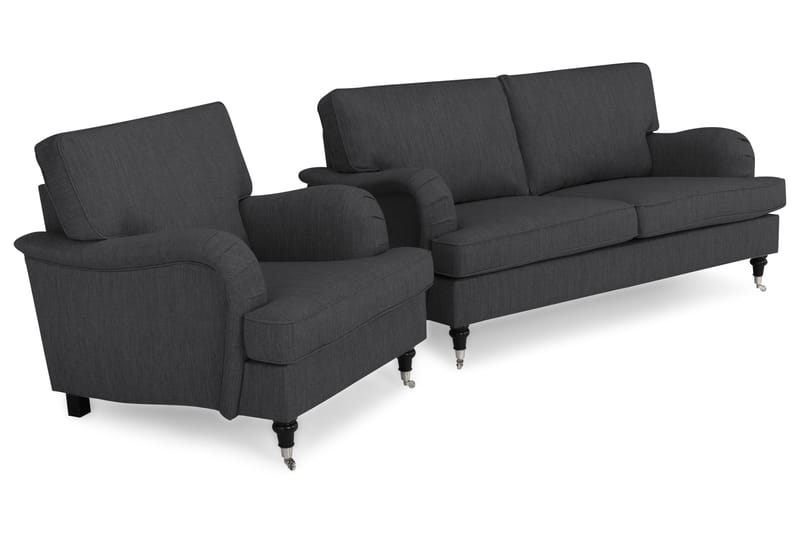 Howard Classic Sofagruppe 3-seter+Lenestol - Antrasitt - Møbler - Sofaer - Sofagrupper - Chesterfield sofagruppe