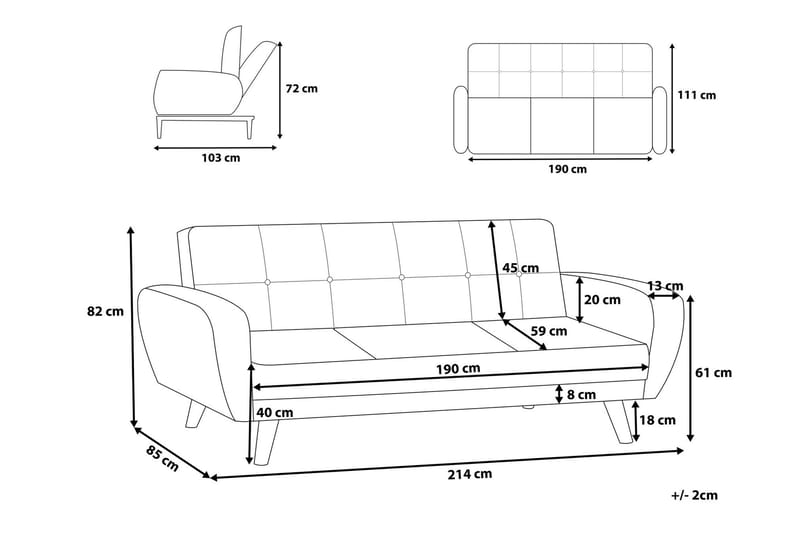 Florli Sofagruppe 2-seter + 3-seter - Svart - Møbler - Sofaer - Sofagrupper