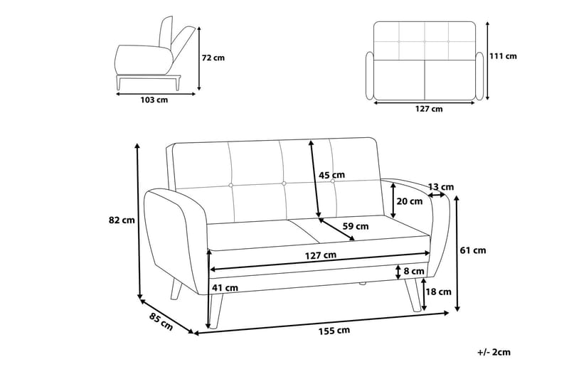 Florli Sofagruppe 2-seter + 3-seter - Svart - Møbler - Sofaer - Sofagrupper