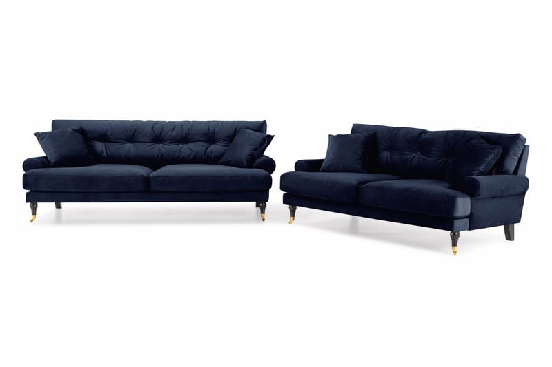 Andrew Sofagruppe sofa 3+2 i Fløyel - Mørkeblå - Møbler - Sofaer - Sofagrupper - Howard sofagruppe