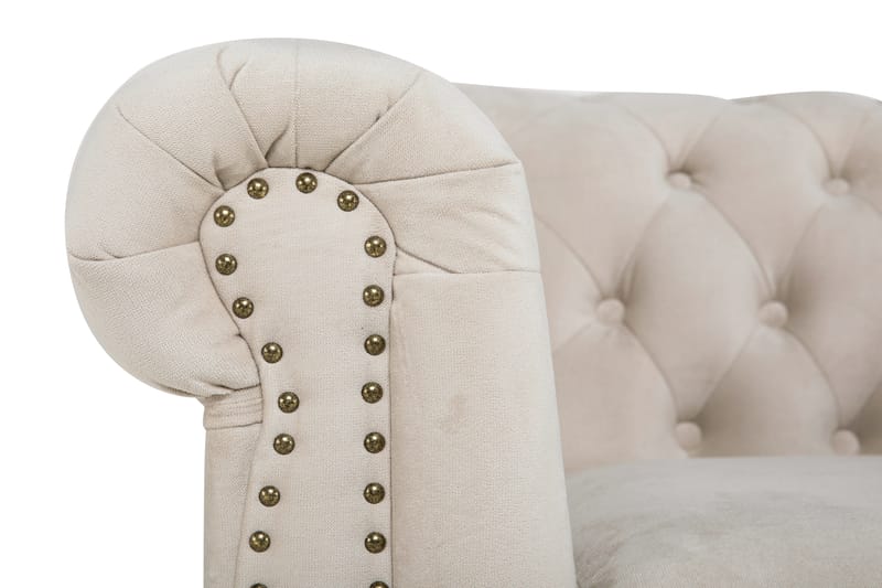 Chesterfield Deluxe Sofagruppe 3+2+1 med Fotskammel Fløyel - Beige - Møbler - Sofaer - Sofagrupper - Howard sofagruppe