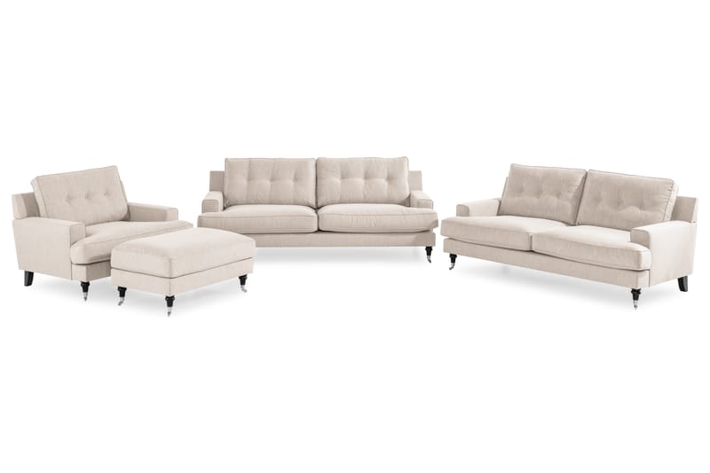 Dalby Sofagruppe 2+3+1 med Fotskammel - Lys Beige - Møbler - Sofaer - Sofagrupper - Howard sofagruppe