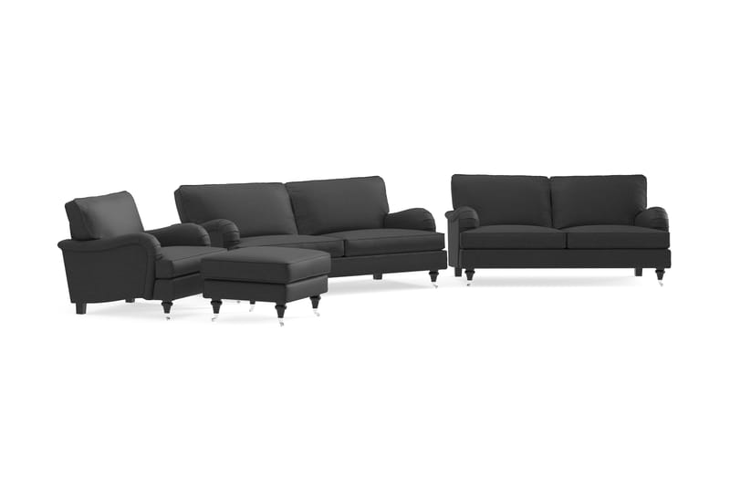 Howard Classic Sofagruppe 3,5+3-seter+Lenestol+Fotskammel - Mørk grå - Møbler - Sofaer - Sofagrupper - Howard sofagruppe