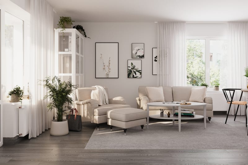 Howard Classic Sofagruppe Buet 2-seter+Lenestol+Fotskammel - Beige - Møbler - Sofaer - Sofagrupper - Howard sofagruppe