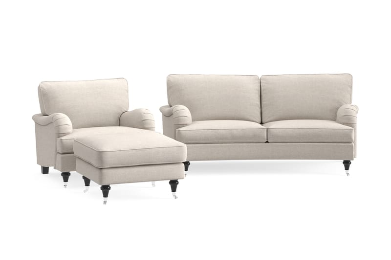 Howard Classic Sofagruppe Buet 2-seter+Lenestol+Fotskammel - Beige - Howard sofagruppe