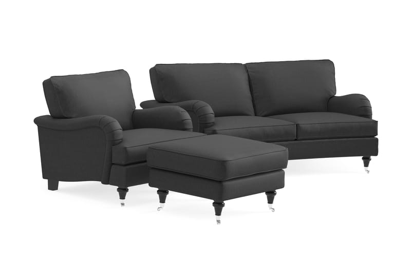 Howard Classic Sofagruppe Buet 2-seter+Lenestol+Fotskammel - M�ørk grå - Møbler - Sofaer - Sofagrupper - Howard sofagruppe