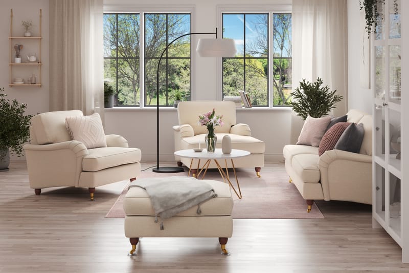 Howard Lyx Sofagruppe 3+Lenestol+Divanlenestol+Fotskammel - Beige - Møbler - Sofaer - Sofagrupper - Howard sofagruppe