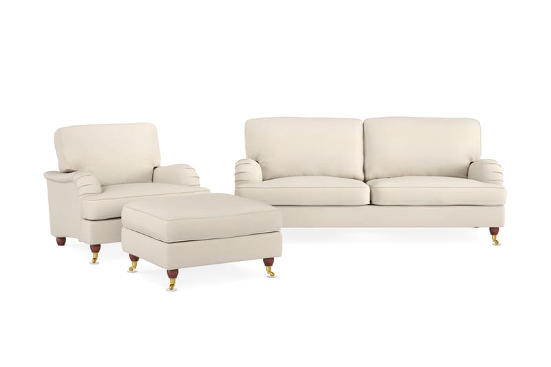 Howard Lyx Sofagruppe 3-seter+Lenestol+Fotskammel - Beige - Møbler - Sofaer - Sofagrupper - Howard sofagruppe