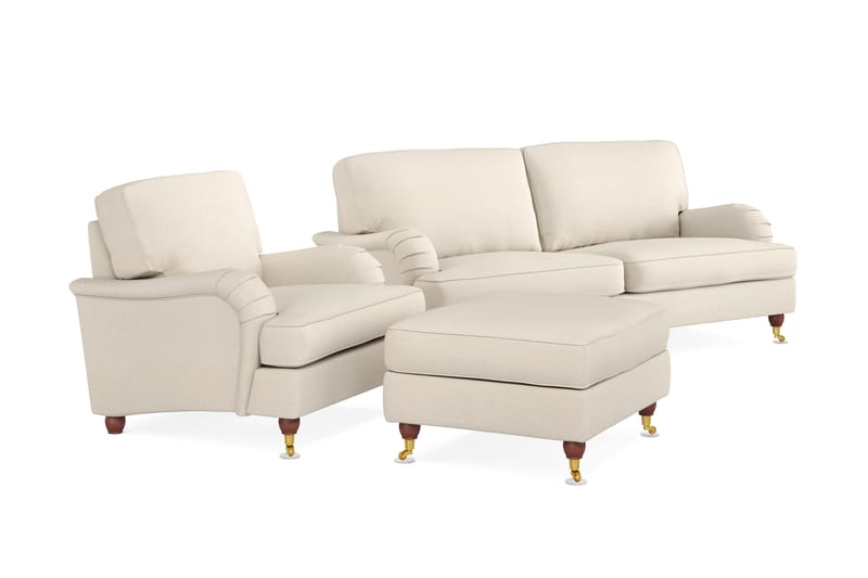 Howard Lyx Sofagruppe 3-seter+Lenestol+Fotskammel - Beige - Møbler - Sofaer - Sofagrupper - Howard sofagruppe