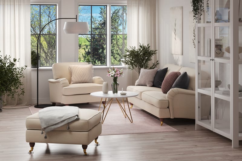 Howard Lyx Sofagruppe 3-seter+Lenestol+Fotskammel - Beige - Møbler - Sofaer - Sofagrupper - Howard sofagruppe