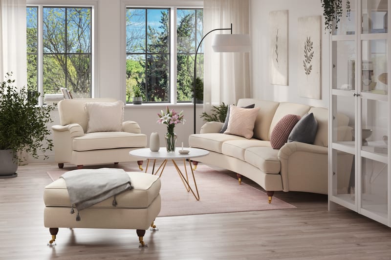 Howard Lyx Sofagruppe 4-seter+Lenestol+Fotskammel - Beige - Møbler - Sofaer - Sofagrupper - Howard sofagruppe