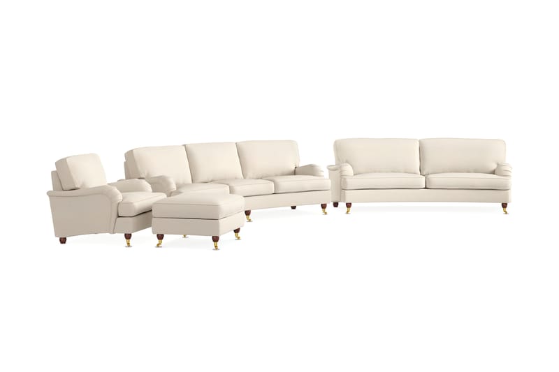 Howard Lyx Sofagruppe Buet 4+3-seter+Lenestol+Fotskammel - Beige - Møbler - Sofaer - Sofagrupper - Howard sofagruppe