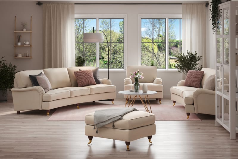 Howard Lyx Sofagruppe Buet 4+3-seter+Lenestol+Fotskammel - Beige - Møbler - Sofaer - Sofagrupper - Howard sofagruppe