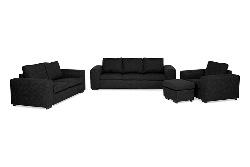 Link Sofagruppe 3-seter+2-seter+Fotskammel - Svart - Møbler - Sofaer - Sofagrupper