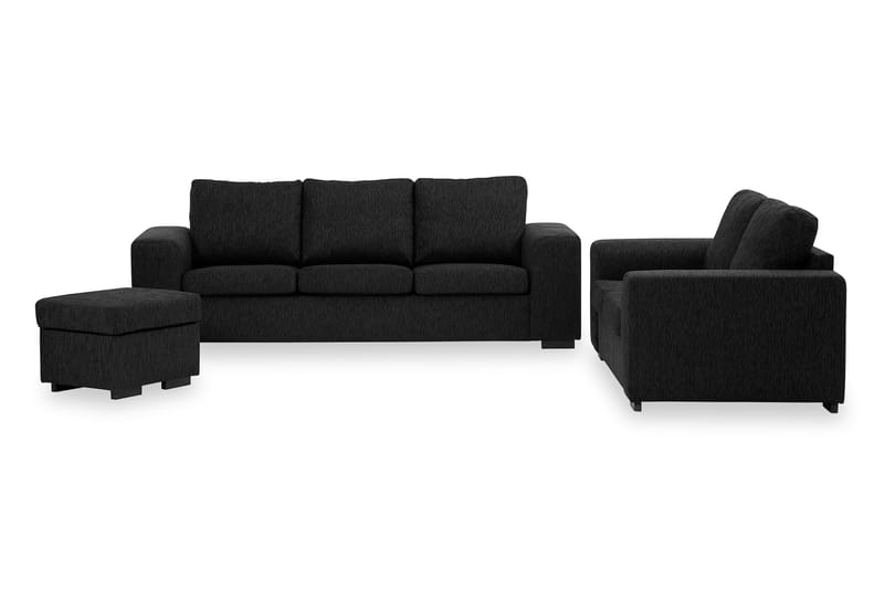 Link Sofagruppe 3-seter+2-seter+Fotskammel - Svart - Møbler - Sofaer - Sofagrupper