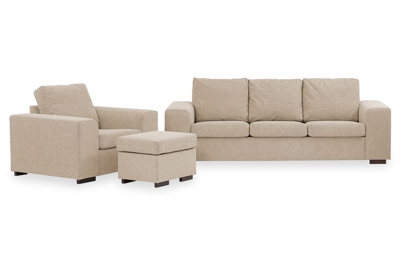 Link Sofagruppe 3-seter+Lenestol+Fotskammel - Beige - Møbler - Sofaer - Sofagrupper