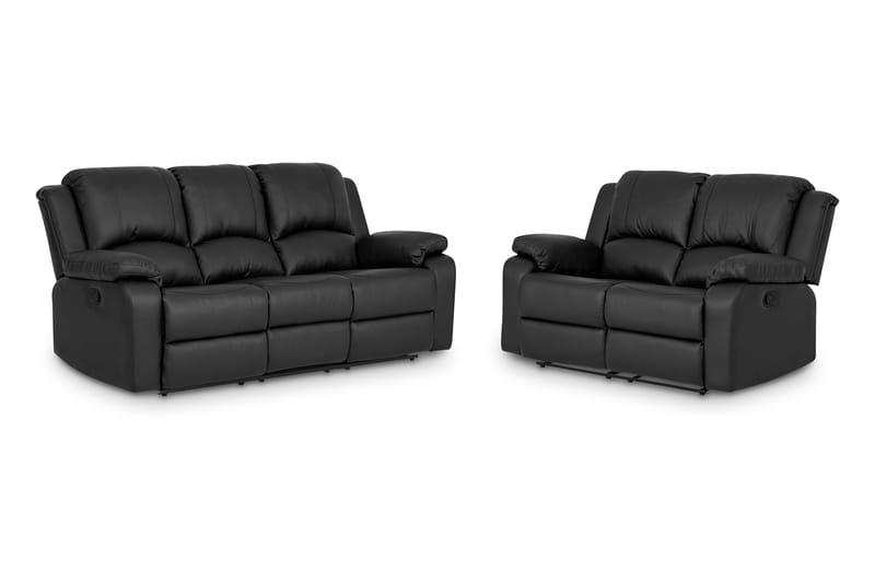 Norbo Recliner Sofagruppe 3+2 - Fällbar sofa lenestol - Kinosofa i kunstskinn - Svart - Møbler - Sofaer - Sofagrupper