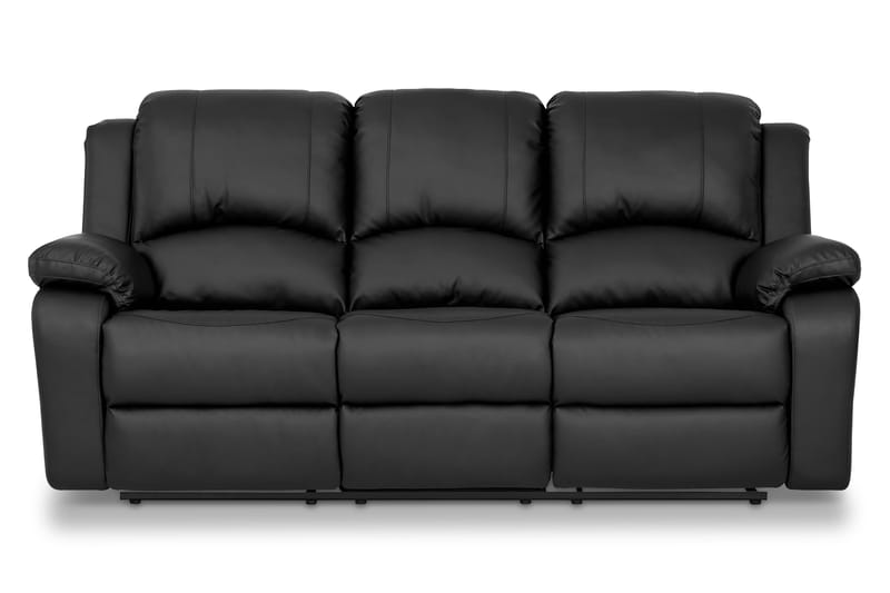 Norbo Sofagruppe Recliner 3+2+1 - Fällbar sofa lenestol - Kinosofa i kunstskinn - Svart - Møbler - Sofaer - Sofagrupper