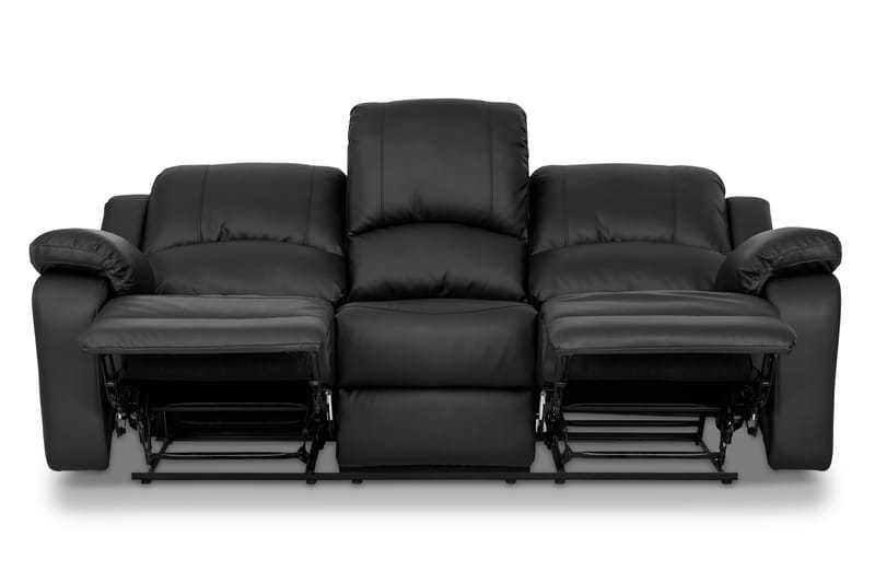 Norbo Sofagruppe Recliner 3+2+1 - Fällbar sofa lenestol - Kinosofa i kunstskinn - Svart - Møbler - Sofaer - Sofagrupper