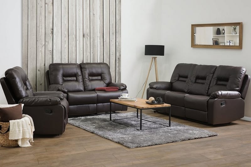 Bergen Sofagruppe - Brun - Møbler - Sofaer - Sofagrupper - Sofagruppe 3 2 1