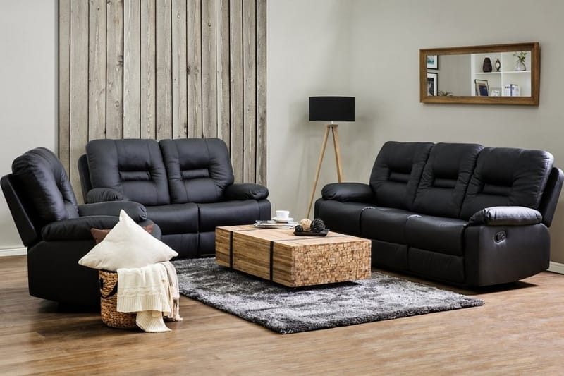 Bergen Sofagruppe - Svart - Møbler - Sofaer - Sofagrupper - Sofagruppe 3 2 1