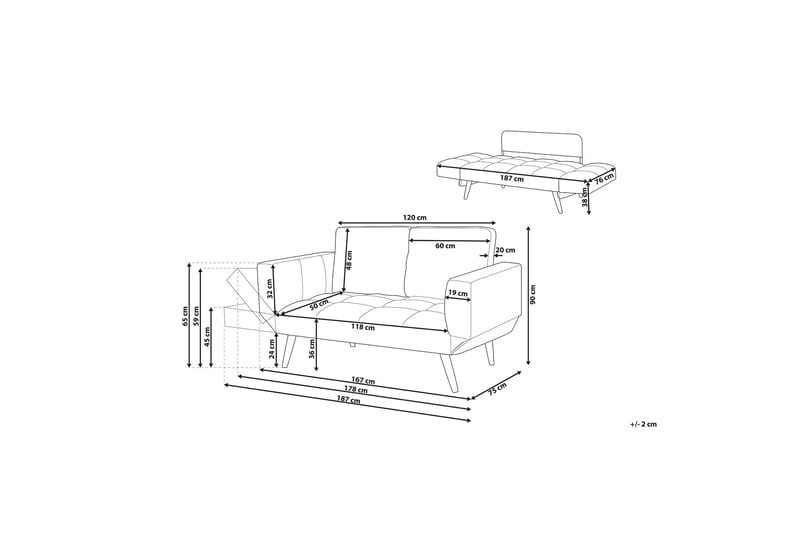 Brekke Sovesofa 150 cm - Grå - Møbler - Sofaer - Sovesofaer - 2 seters sovesofa