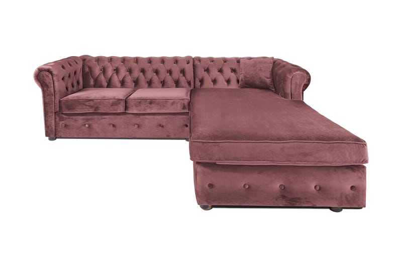 2-seters Sovesofa Chesterfield med sjeselong - Rosa - Møbler - Sofaer - Sovesofaer