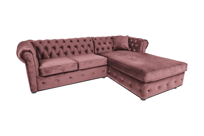 2-seters Sovesofa Chesterfield med sjeselong - Rosa - Møbler - Sofaer - Sovesofaer