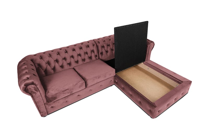 2-seters Sovesofa Chesterfield med sjeselong - Rosa - Møbler - Sofaer - Sovesofaer